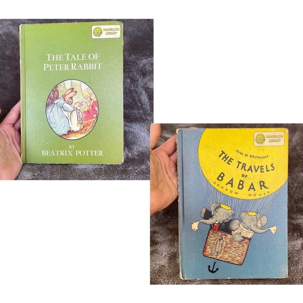 Vintage Dandelion Library 2-in-1 Book Tale of Peter Rabbit & Travels of Babar